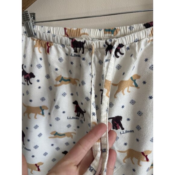 LL Bean Pajama Flannel Pants Medium Dog Lab Christmas Drawstring Waist - Picture 3 of 10
